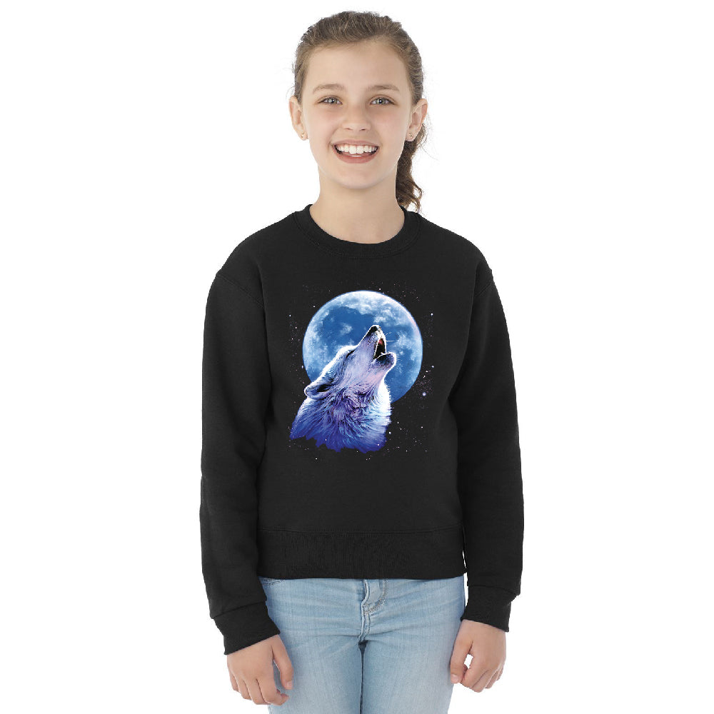 Call of the Wild Howling the Full Moon Youth Crewneck Alpha Wolf SweatShirt 