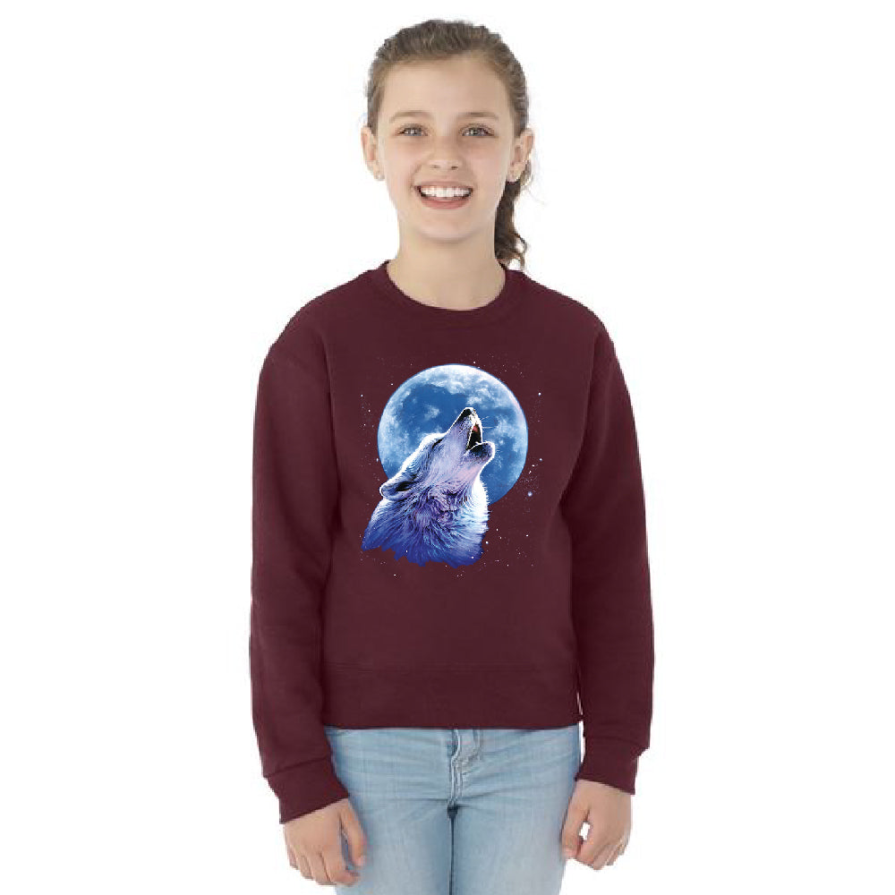 Call of the Wild Howling the Full Moon Youth Crewneck Alpha Wolf SweatShirt 