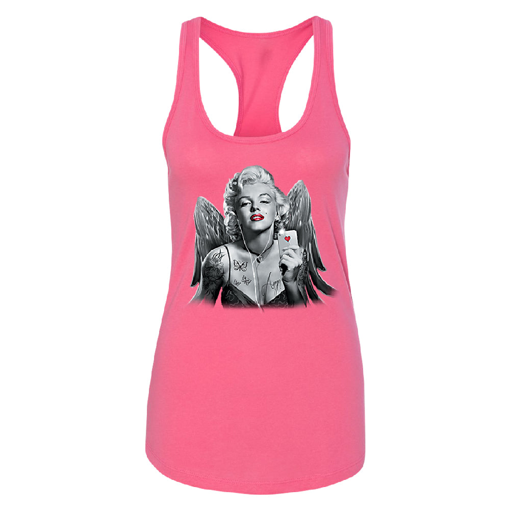 Marilyn Monroe Angel Wings Phone Selfie Women's Racerback Souvenir Shirt 