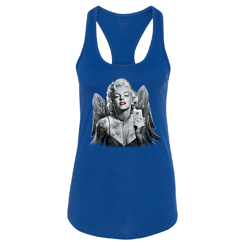 Marilyn Monroe Angel Wings Phone Selfie Women's Racerback Souvenir Shirt 
