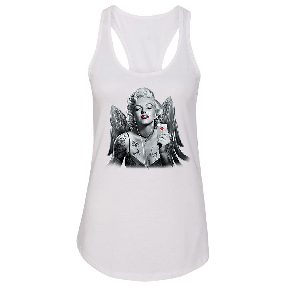 Marilyn Monroe Angel Wings Phone Selfie Women's Racerback Souvenir Shirt 