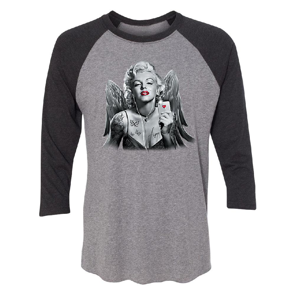 Marilyn Monroe Angel Wings Phone Selfie 3/4 Raglan Tee 