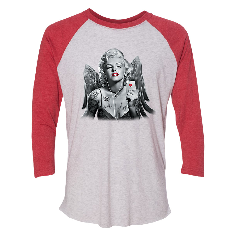 Marilyn Monroe Angel Wings Phone Selfie 3/4 Raglan Tee 