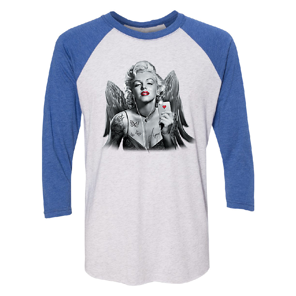 Marilyn Monroe Angel Wings Phone Selfie 3/4 Raglan Tee 