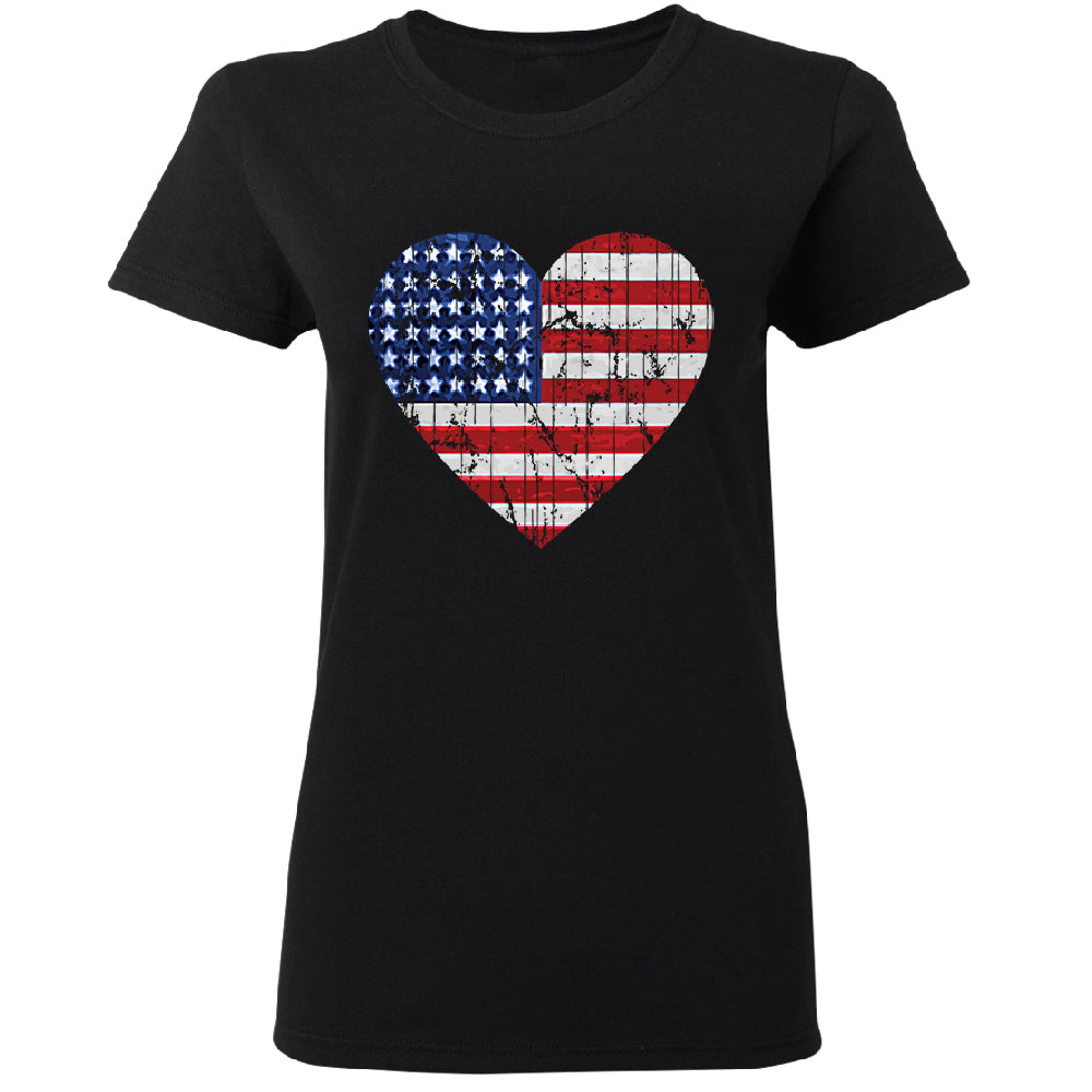 American Flag Heart Love Women's T-Shirt 