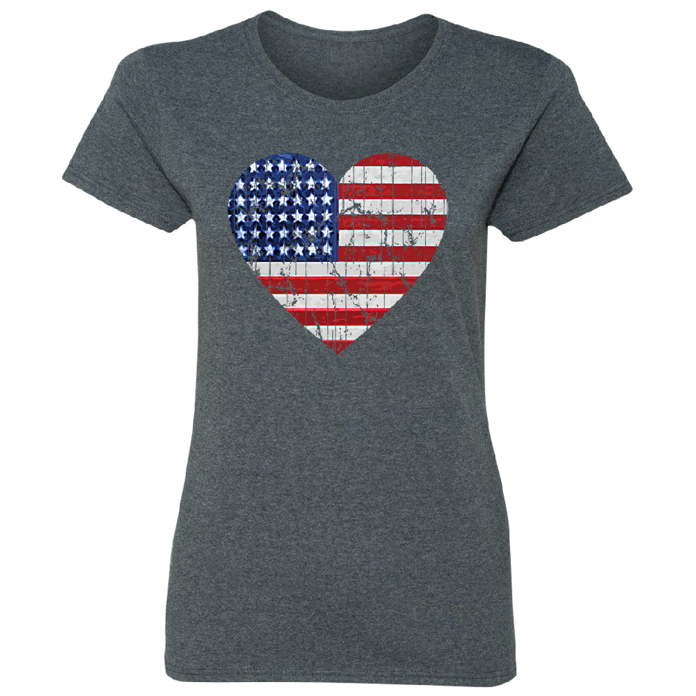American Flag Heart Love Women's T-Shirt 