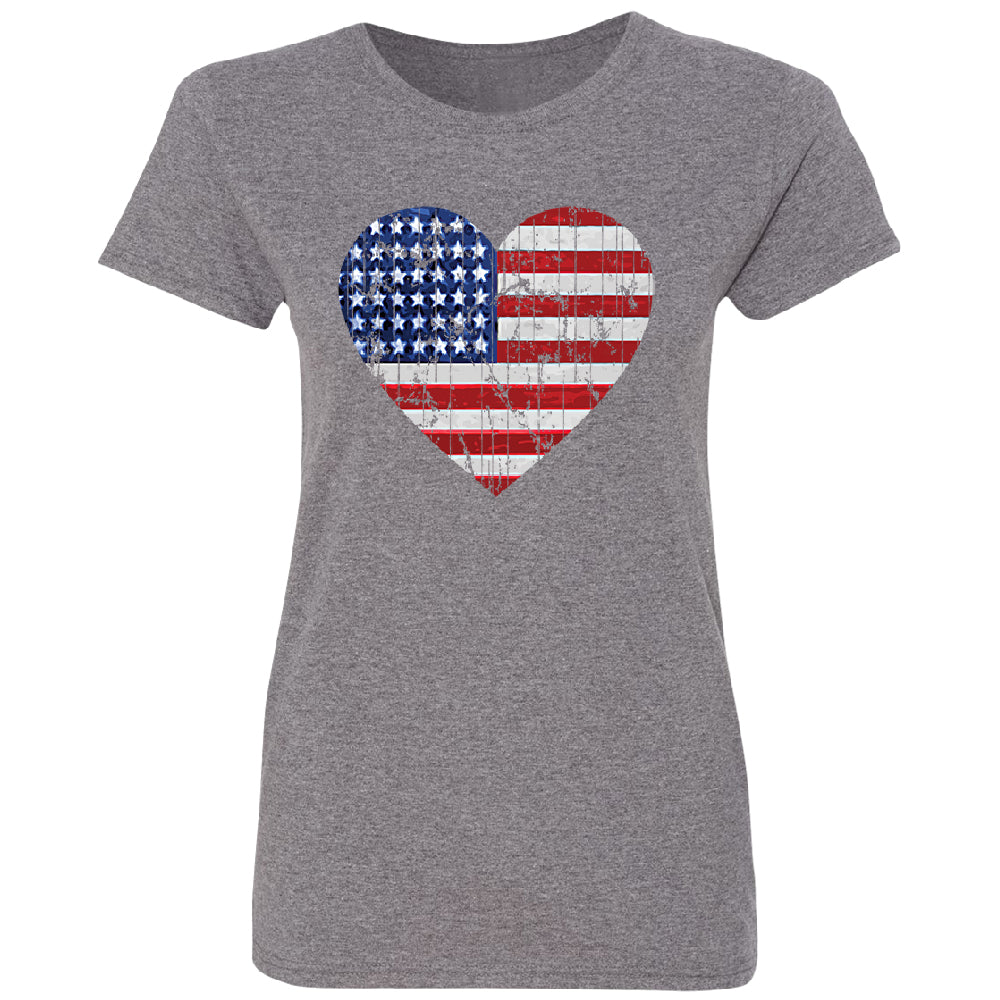 American Flag Heart Love Women's T-Shirt 