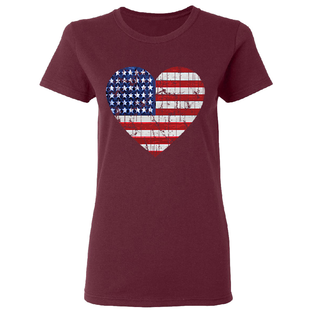 American Flag Heart Love Women's T-Shirt 