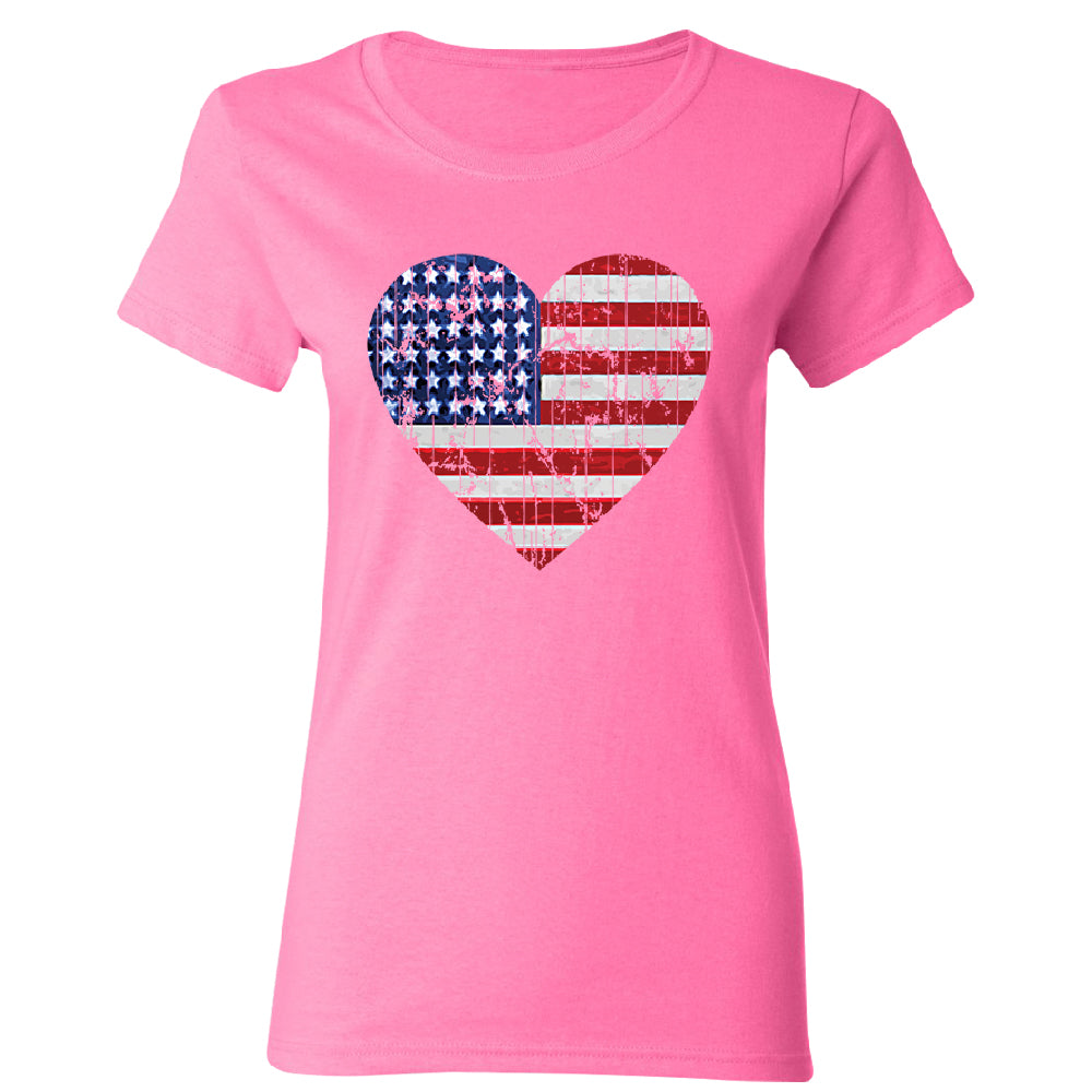 American Flag Heart Love Women's T-Shirt 
