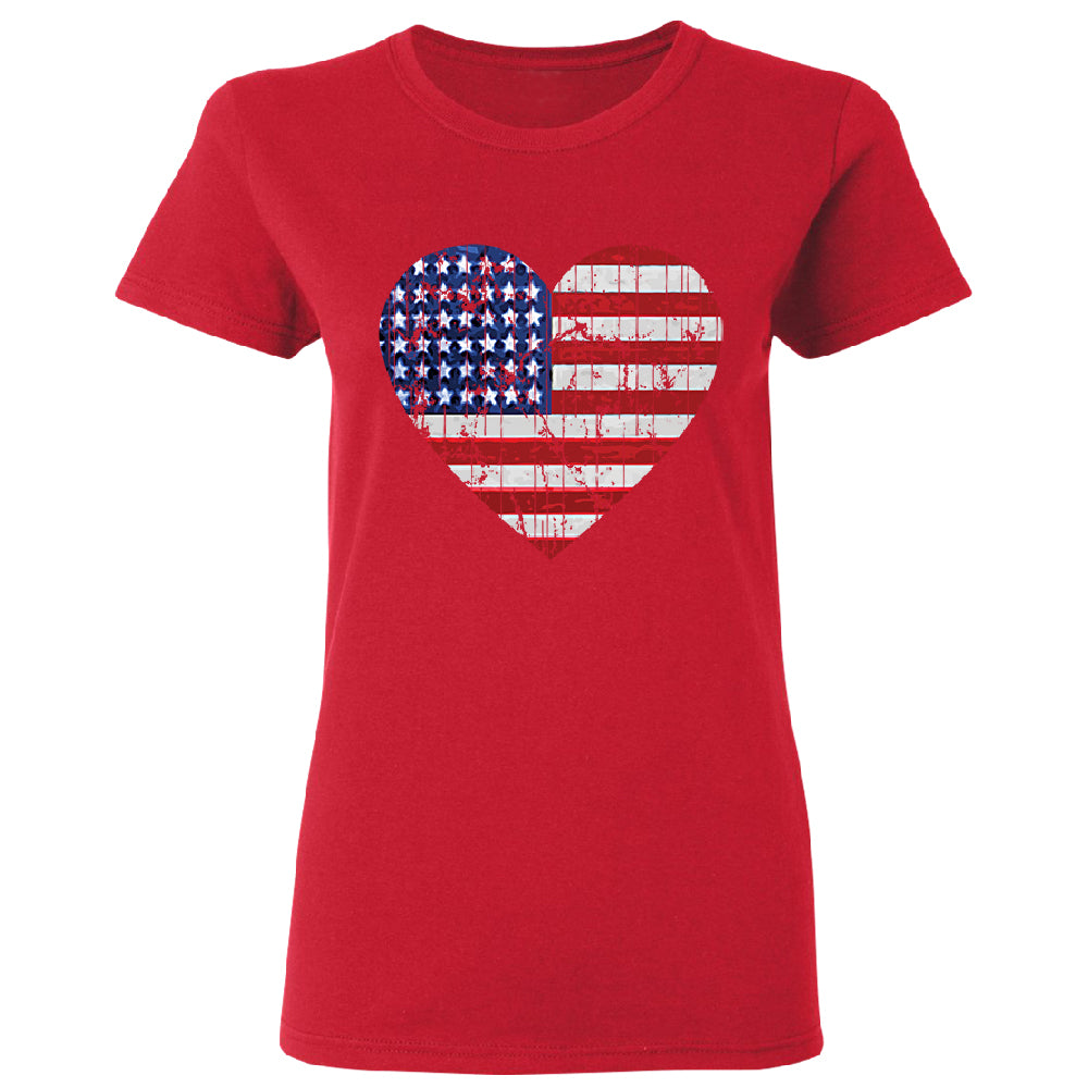 American Flag Heart Love Women's T-Shirt 