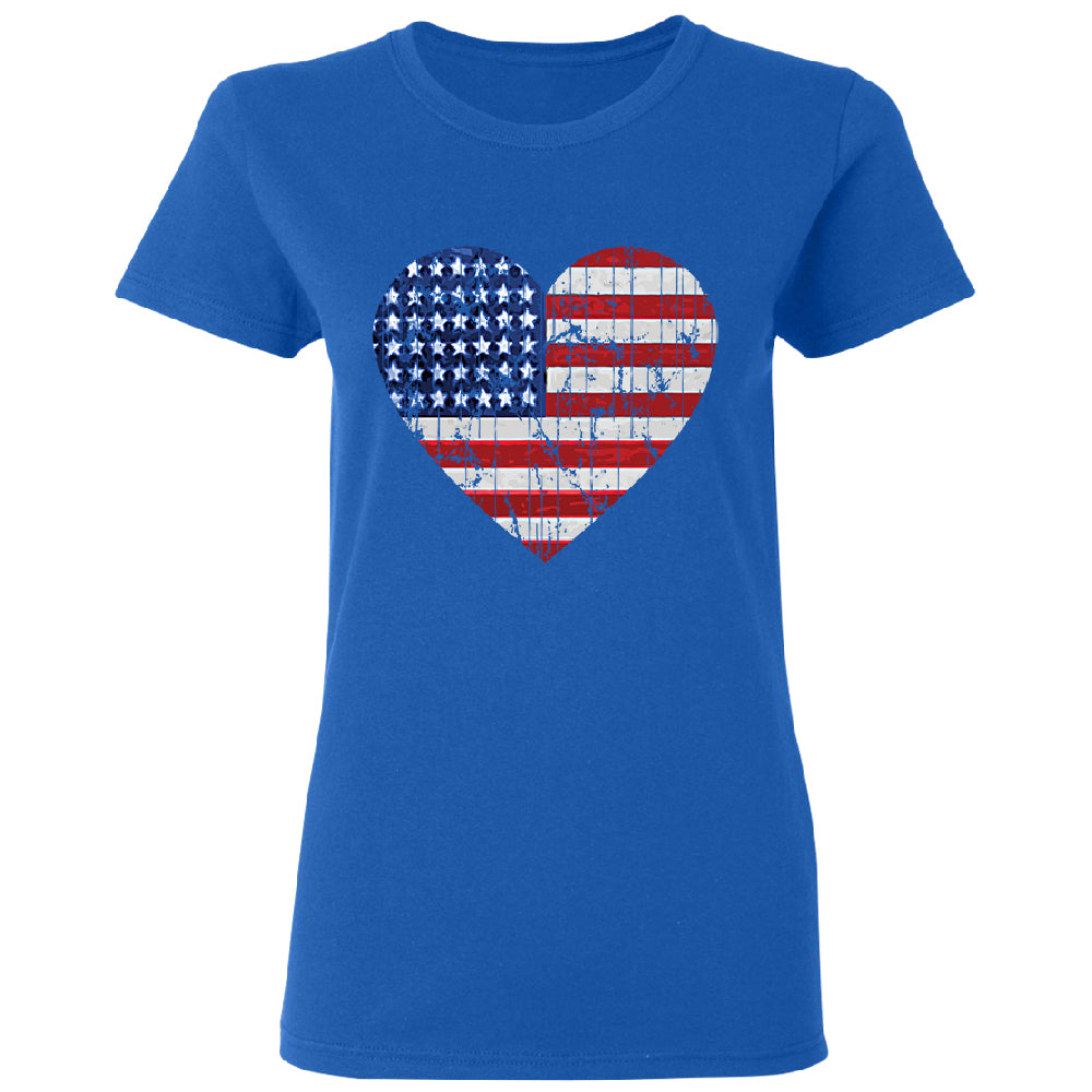 American Flag Heart Love Women's T-Shirt 