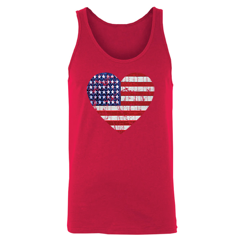 American Flag Heart Love Men's Tank Top 4th of July Shirt 