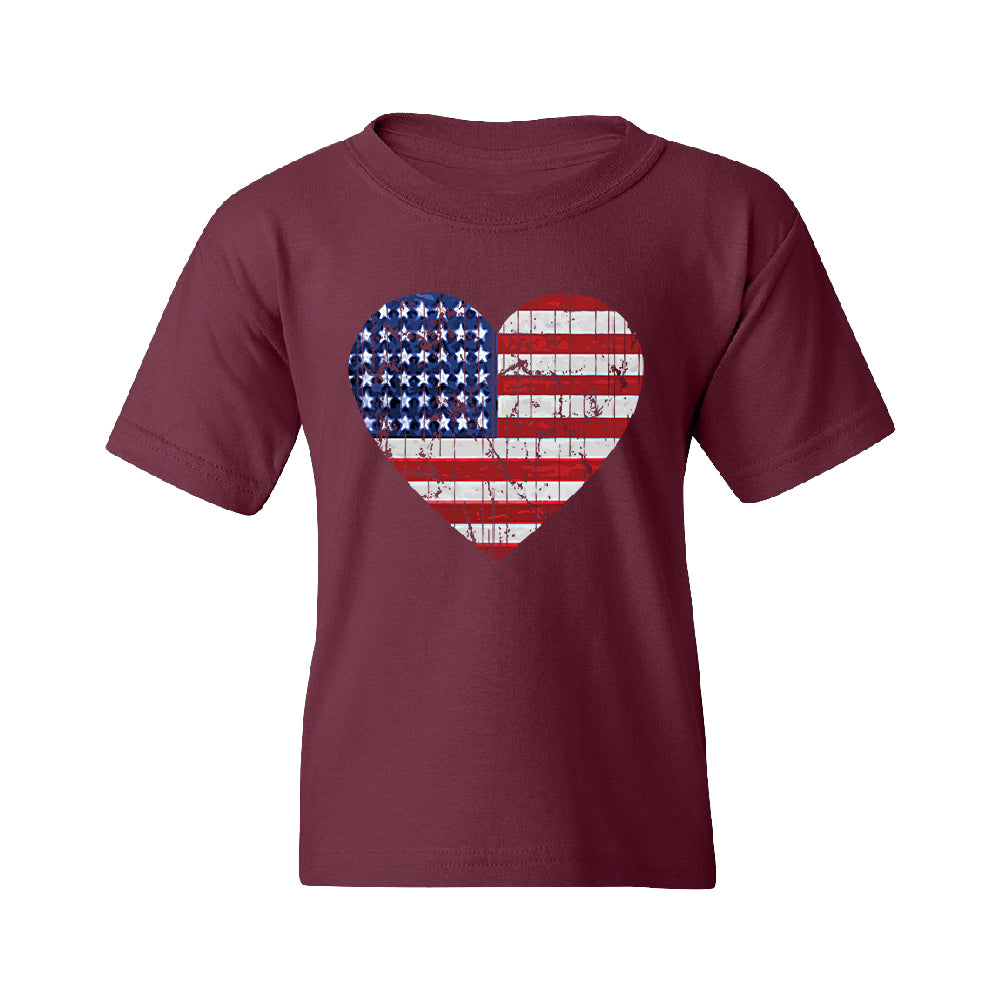 American Flag Heart Love Youth T-Shirt 