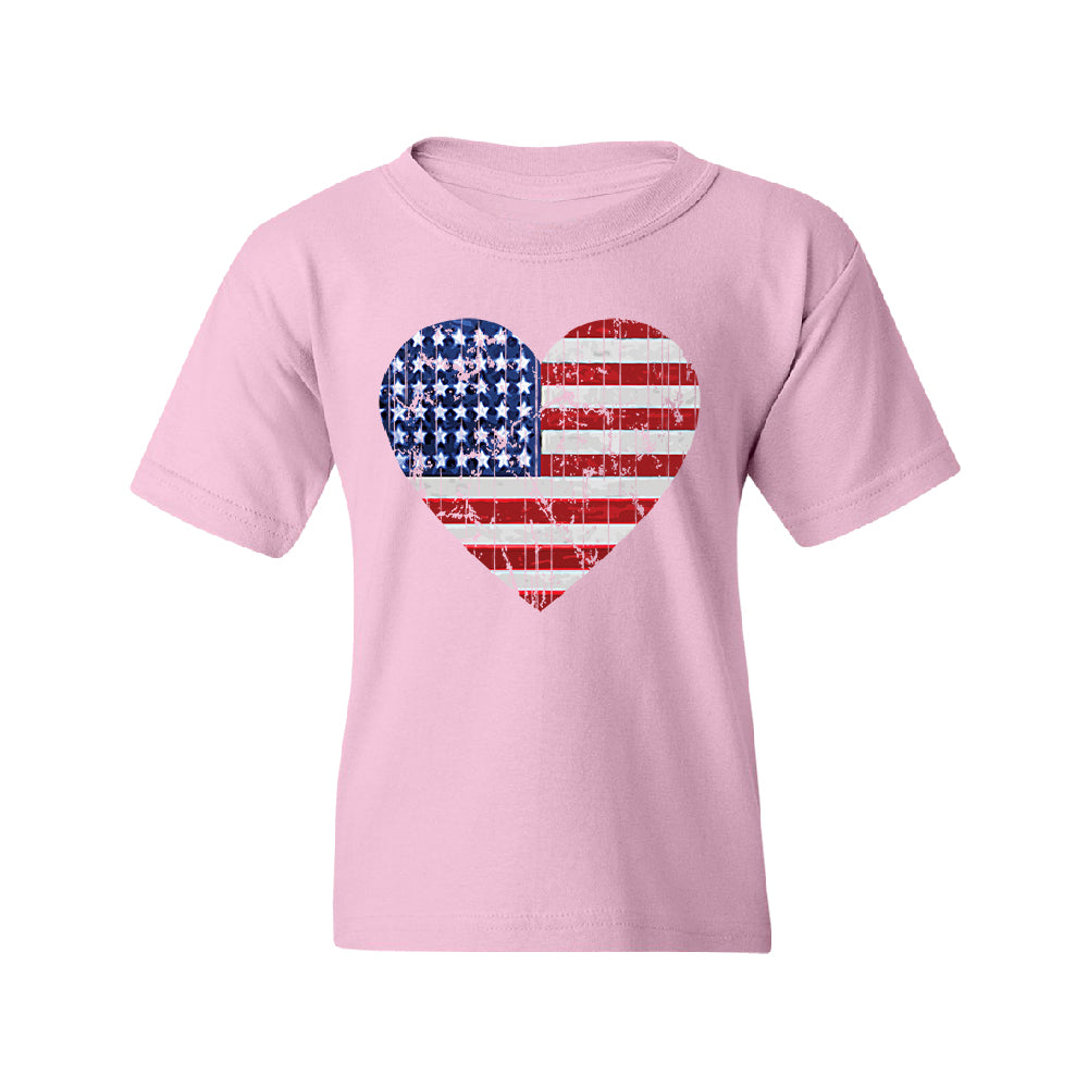 American Flag Heart Love Youth T-Shirt 