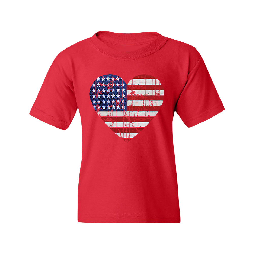 American Flag Heart Love Youth T-Shirt 