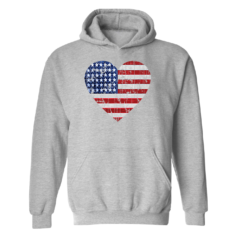 American Flag Heart Love Unisex Hoodie 4th of July Sweater 