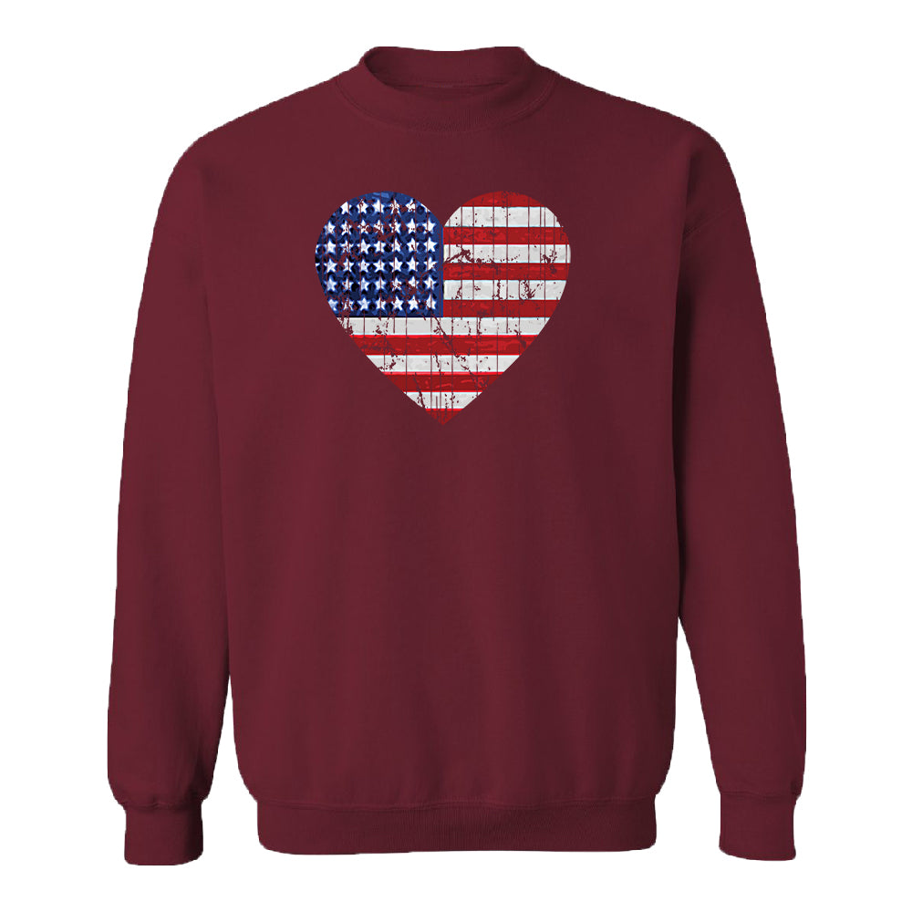 American Flag Heart Love Unisex Crewneck 4th of July Sweater 