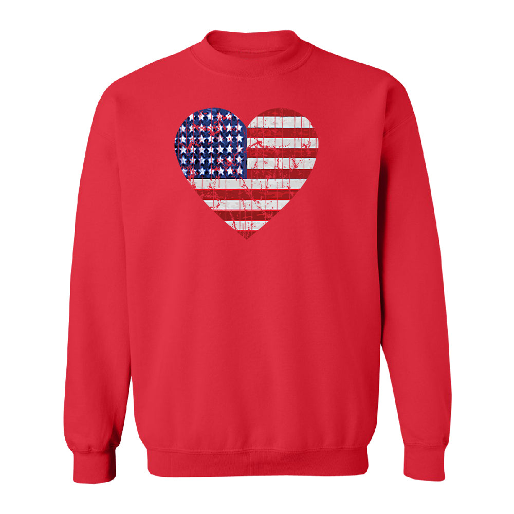 American Flag Heart Love Unisex Crewneck 4th of July Sweater 