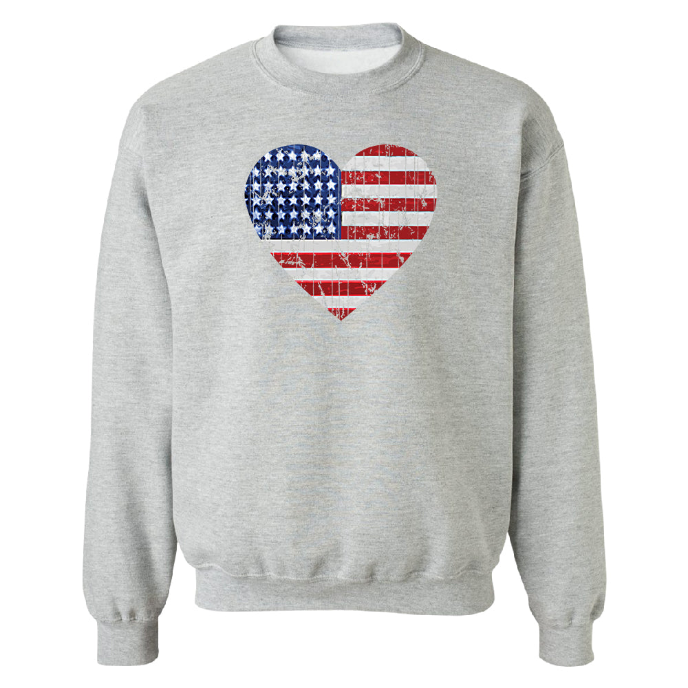 American Flag Heart Love Unisex Crewneck 4th of July Sweater 