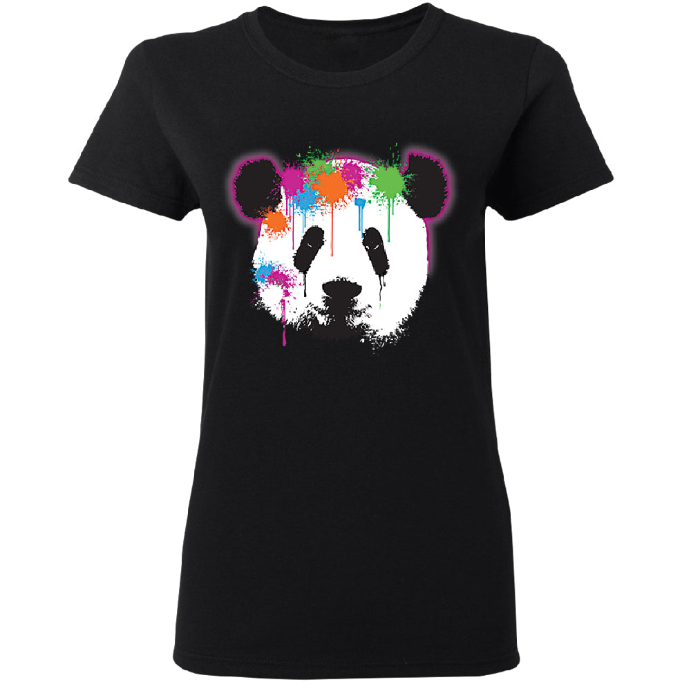 Funny Neon Panda Head Colored Women's T-Shirt 