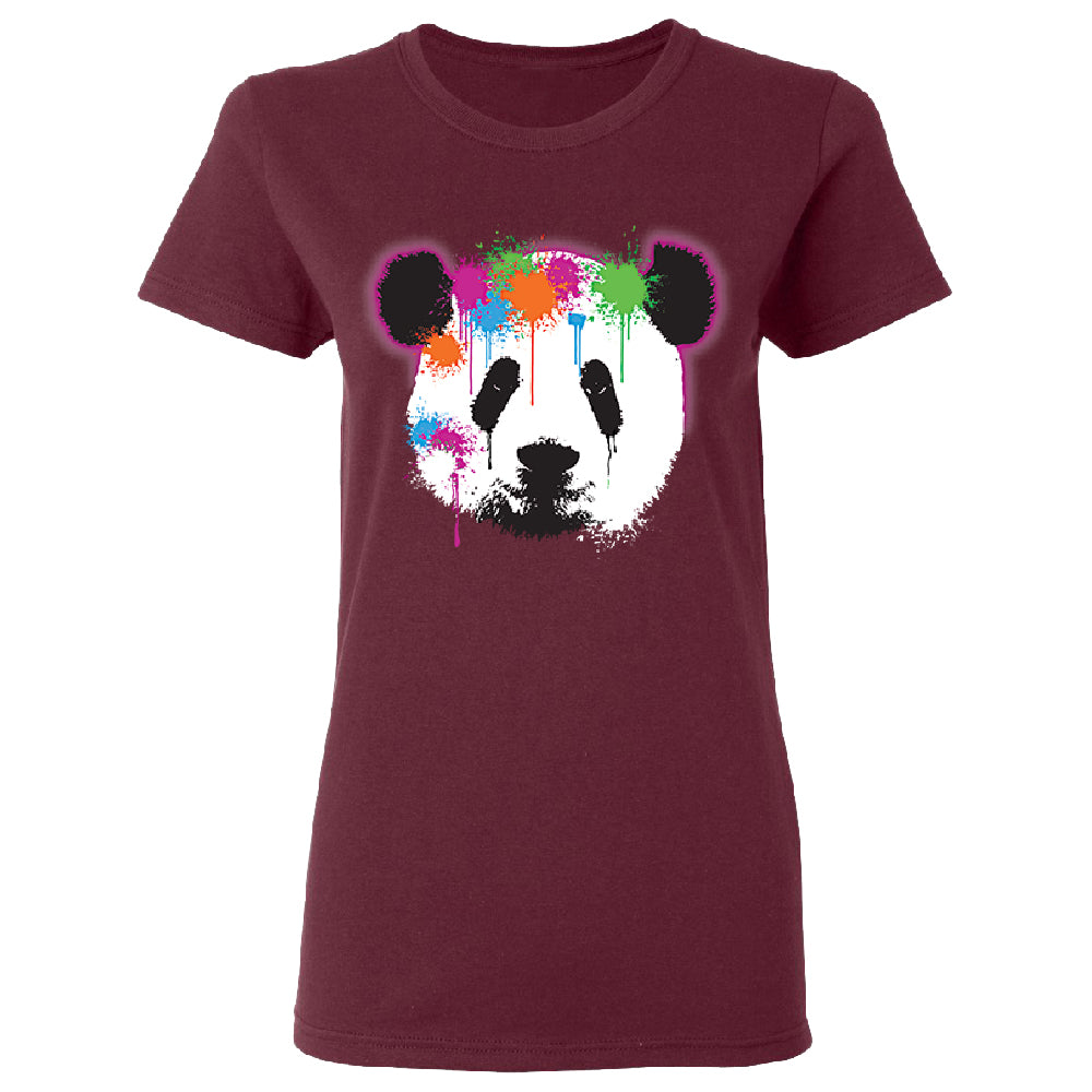 Funny Neon Panda Head Colored Women's T-Shirt 