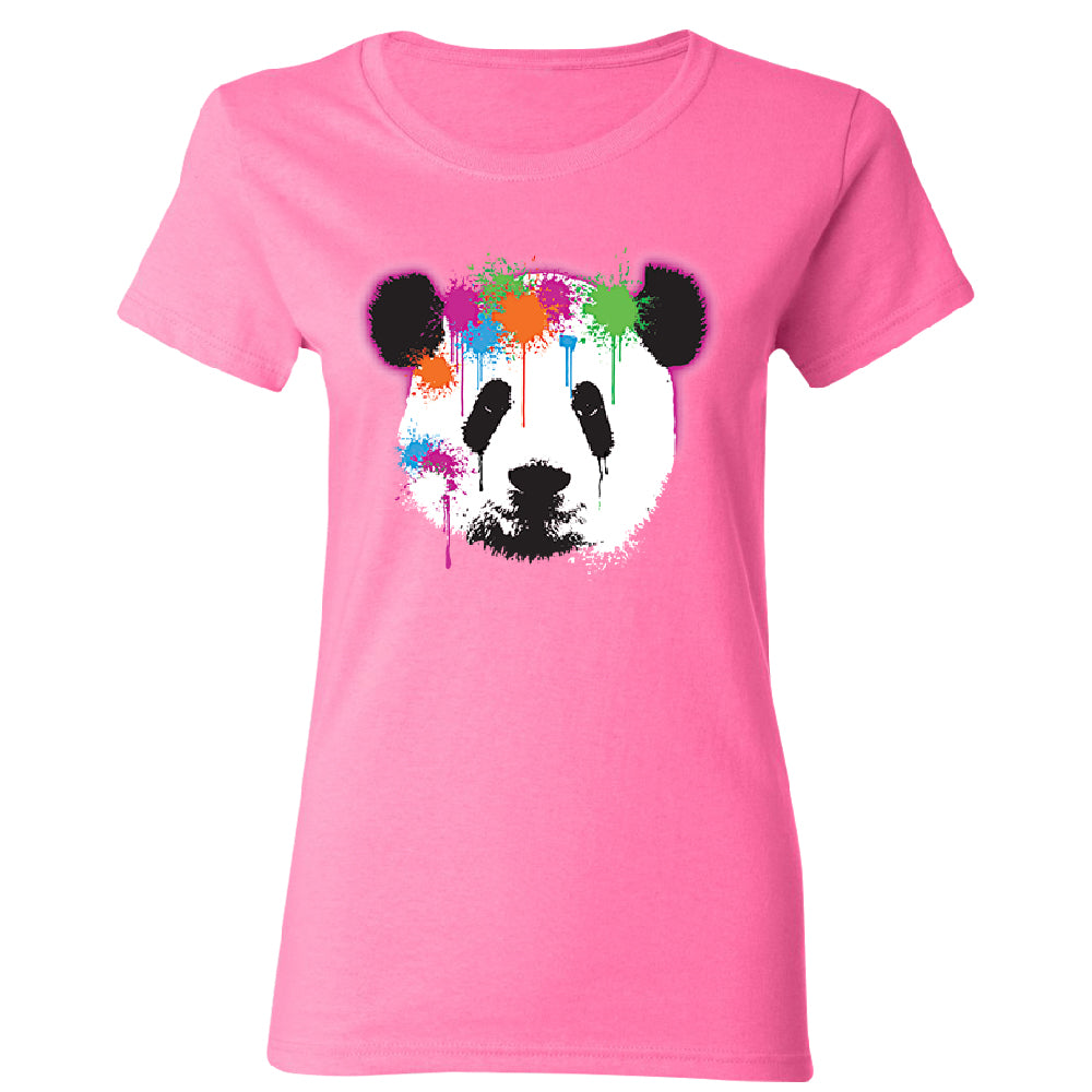 Funny Neon Panda Head Colored Women's T-Shirt 