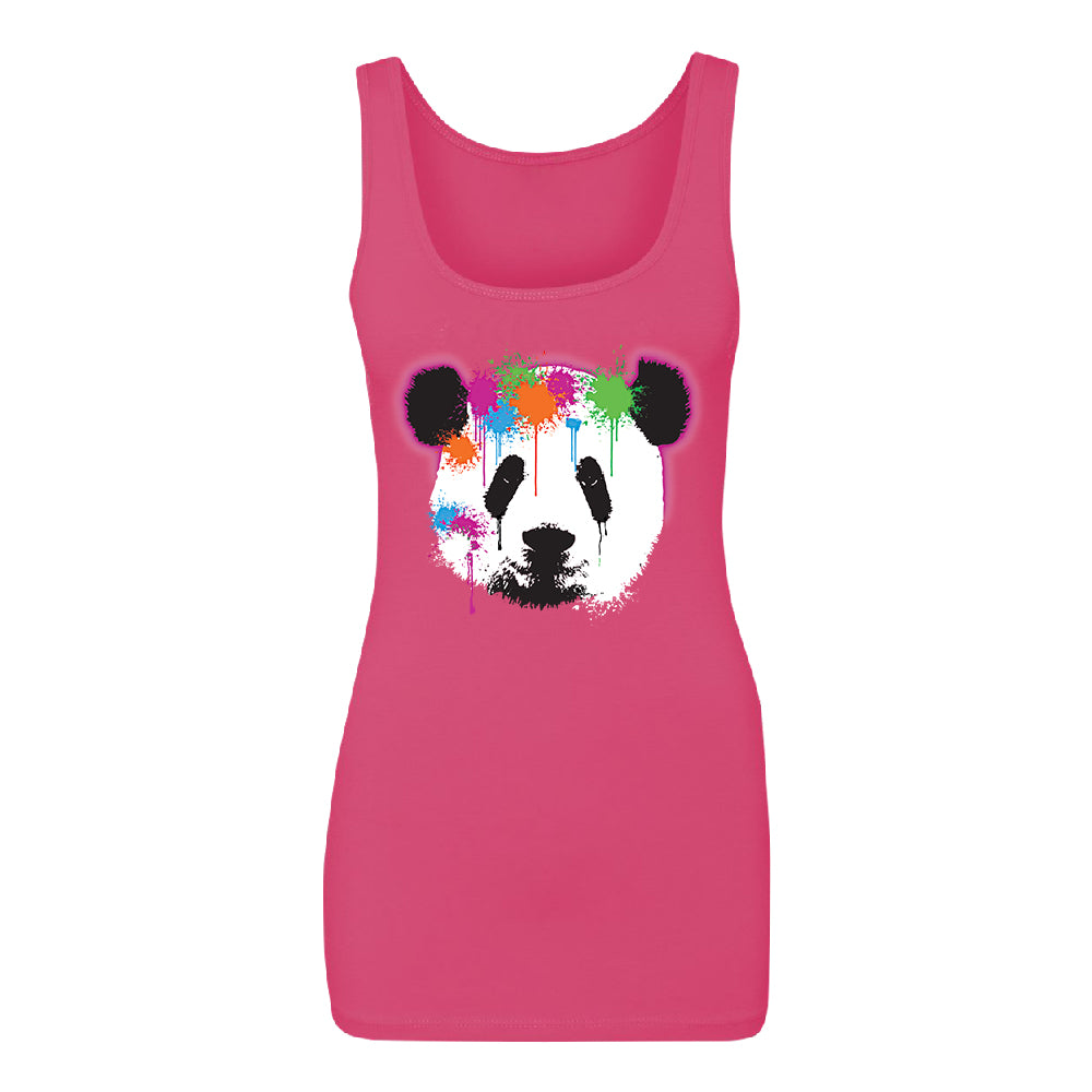 Funny Neon Panda Head Colored Women's Tank Top Souvenir Shirt 