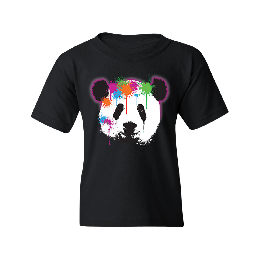 Funny Neon Panda Head Colored Youth T-Shirt 