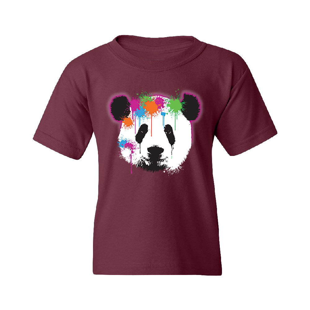 Funny Neon Panda Head Colored Youth T-Shirt 