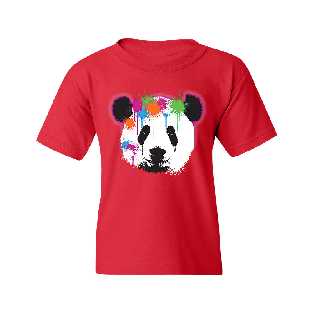 Funny Neon Panda Head Colored Youth T-Shirt 