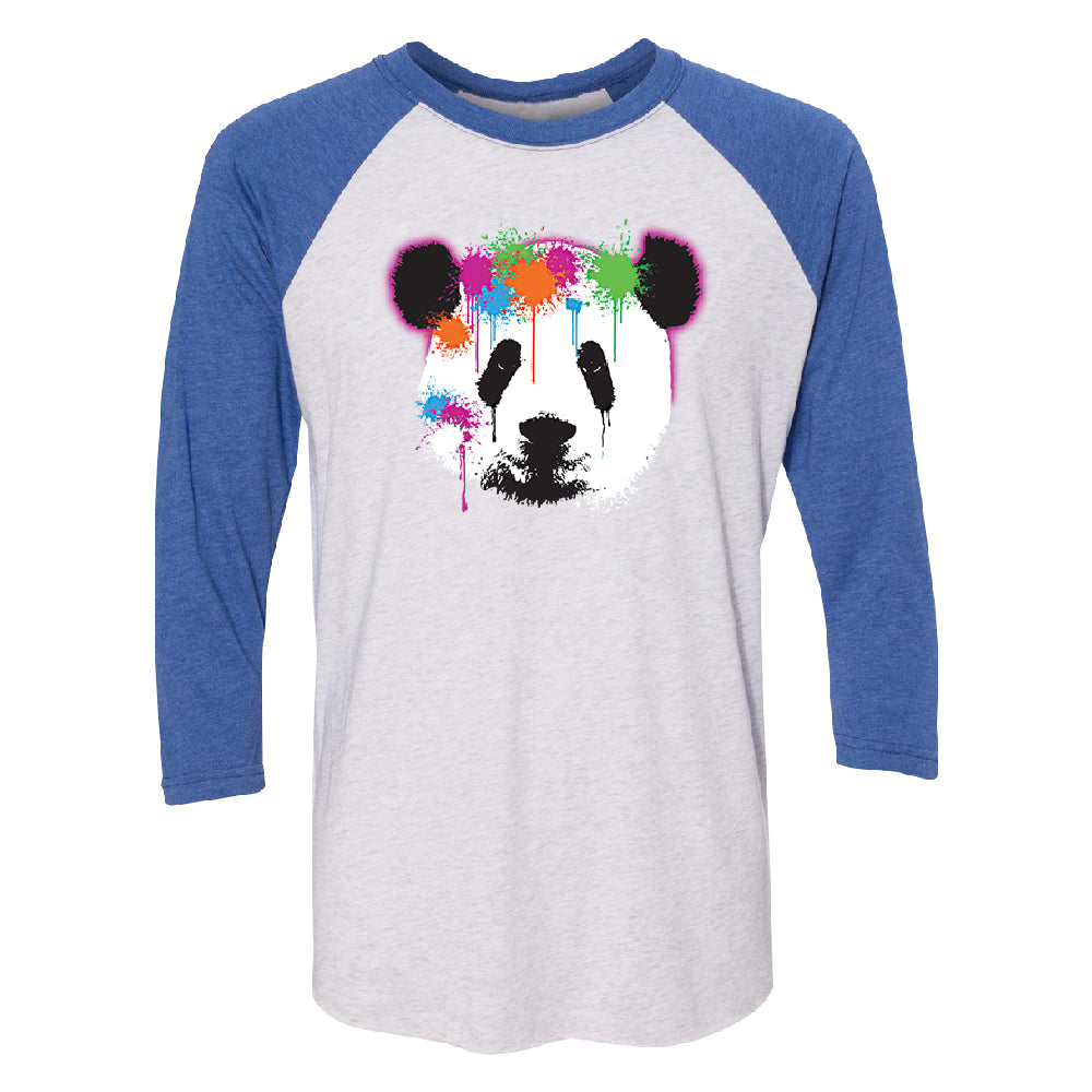 Funny Neon Panda Head Colored 3/4 Raglan Tee 