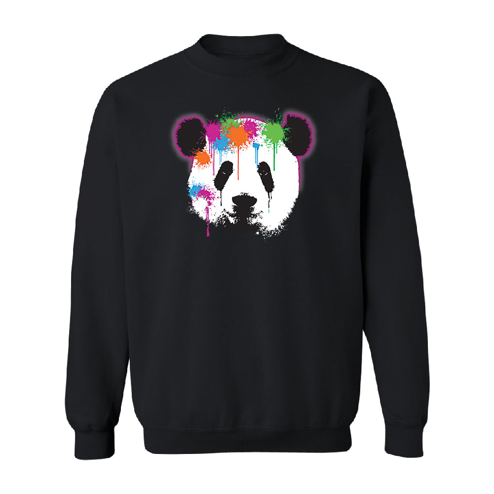 Funny Neon Panda Head Colored Unisex Crewneck Souvenir Sweater 