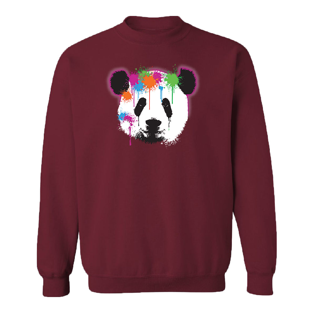 Funny Neon Panda Head Colored Unisex Crewneck Souvenir Sweater 