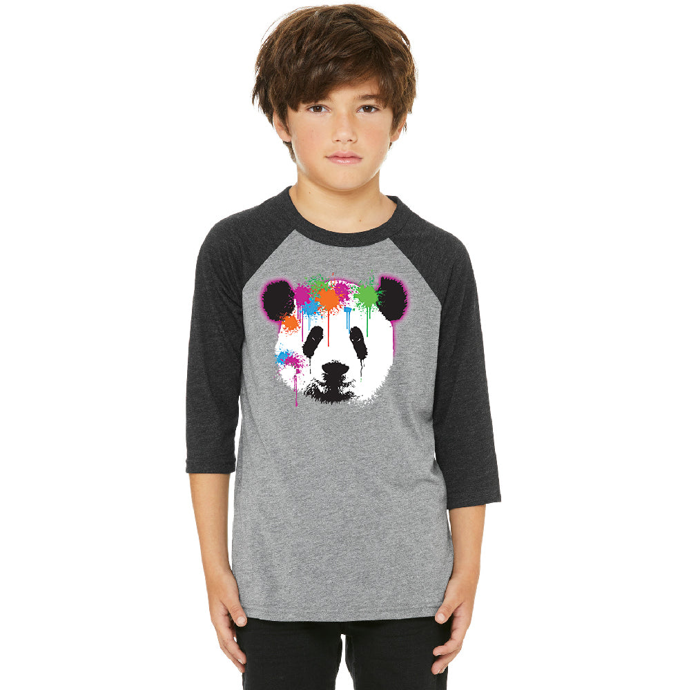 Funny Neon Panda Head Colored Youth Raglan Souvenir Jersey 