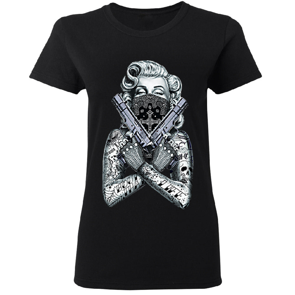 Marilyn Monroe Black Bandana Cross Women's T-Shirt 
