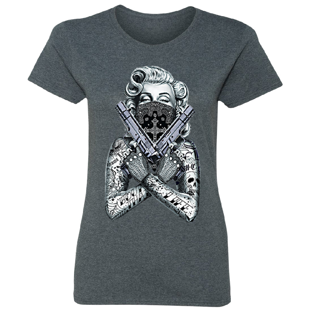 Marilyn Monroe Black Bandana Cross Women's T-Shirt 