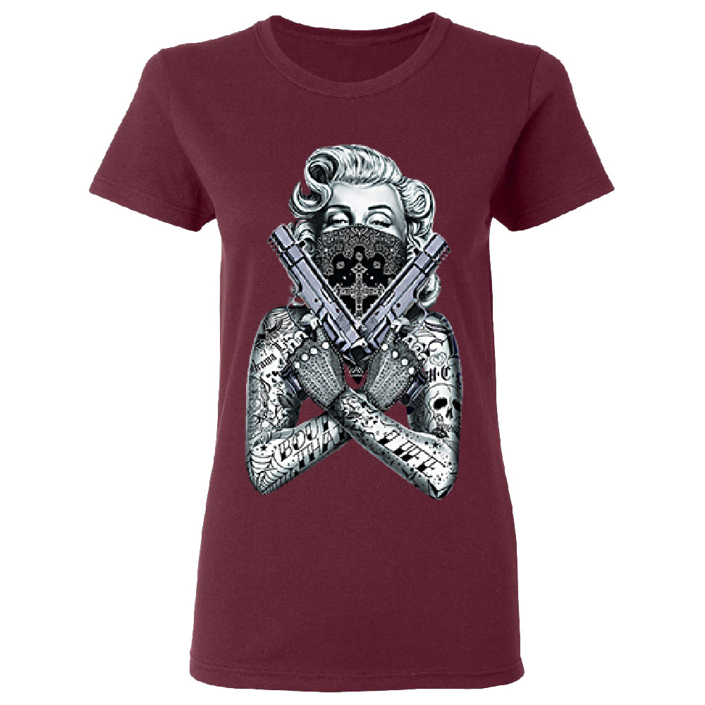 Marilyn Monroe Black Bandana Cross Women's T-Shirt 