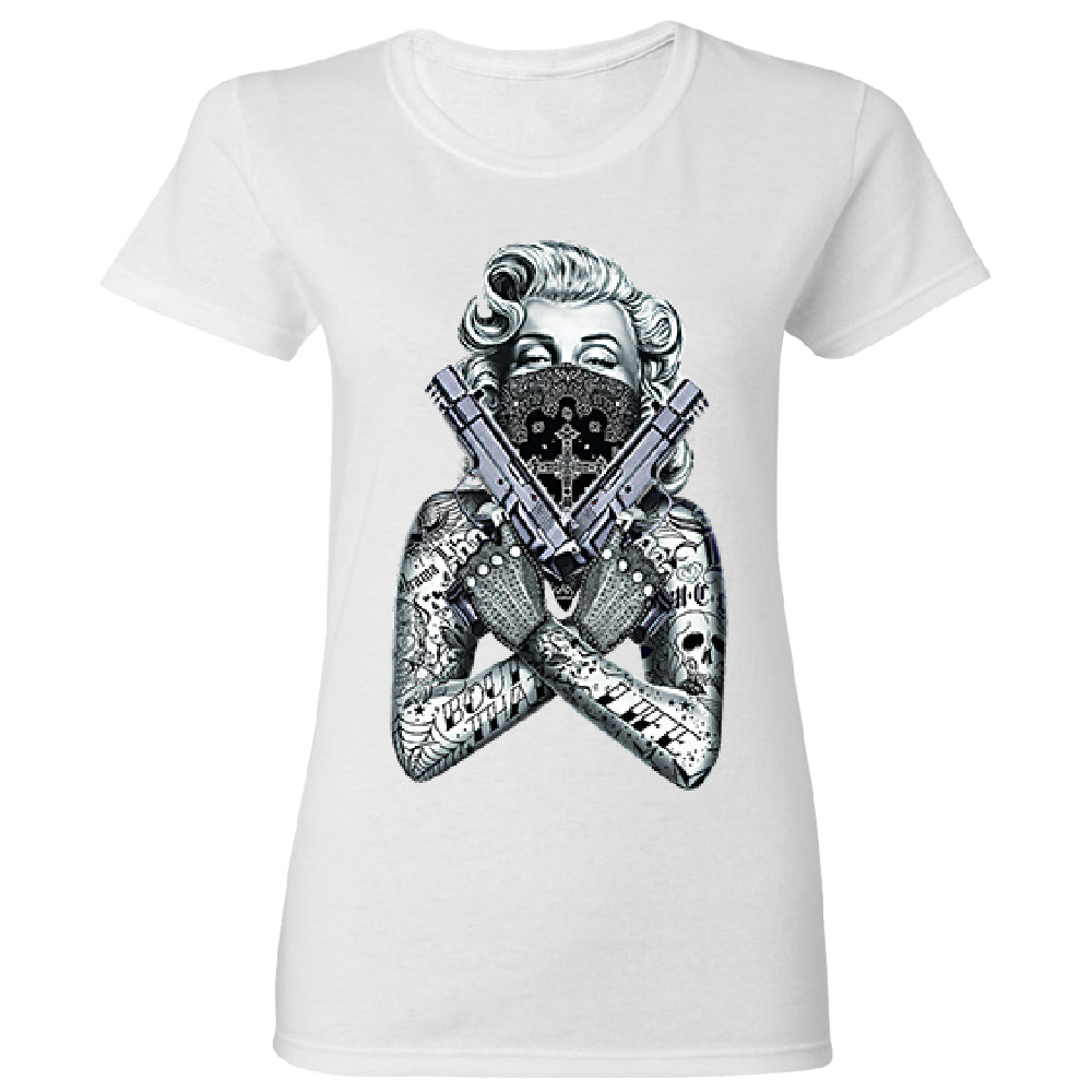 Marilyn Monroe Black Bandana Cross Women's T-Shirt 