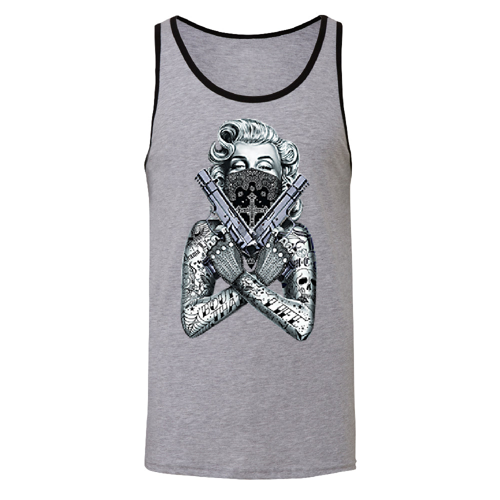 Marilyn Monroe Black Bandana Cross Men's Tank Top Souvenir Shirt 