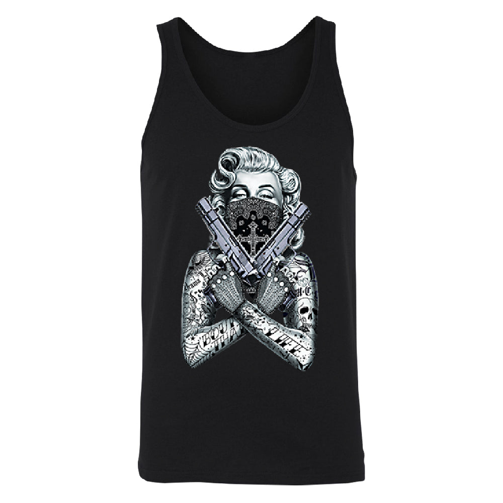 Marilyn Monroe Black Bandana Cross Men's Tank Top Souvenir Shirt 