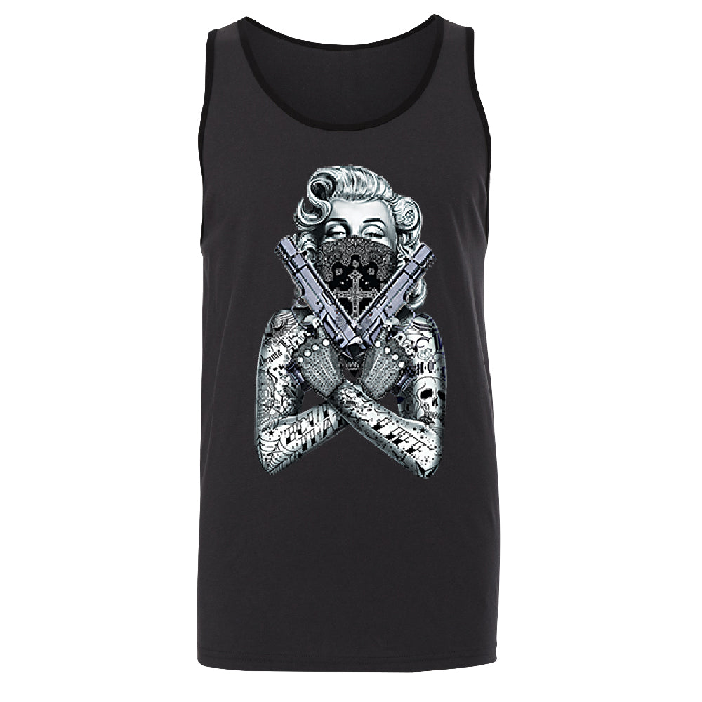 Marilyn Monroe Black Bandana Cross Men's Tank Top Souvenir Shirt 