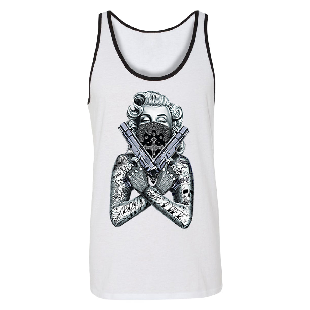 Marilyn Monroe Black Bandana Cross Men's Tank Top Souvenir Shirt 