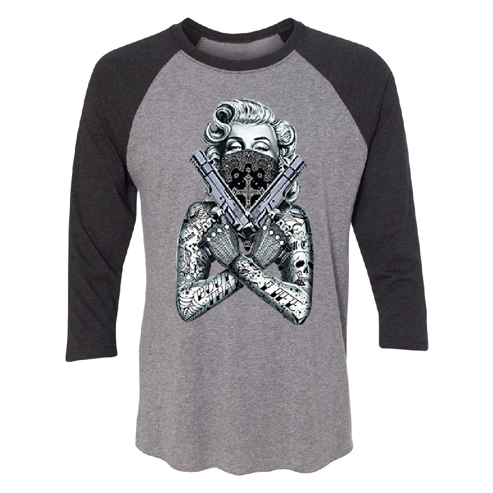Marilyn Monroe Black Bandana Cross 3/4 Raglan Tee 