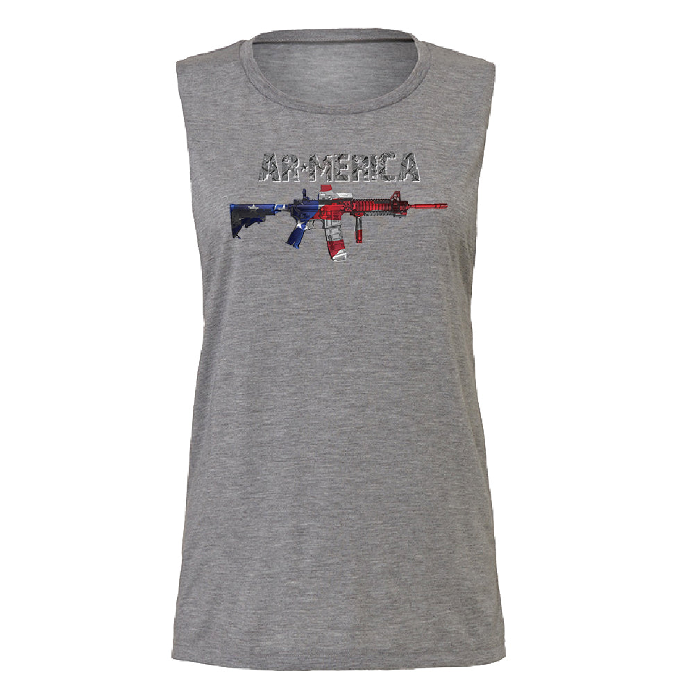 AR-MERICA 2nd Amendment Keep & Bear Arms Women's Muscle Tank Souvenir Tee 
