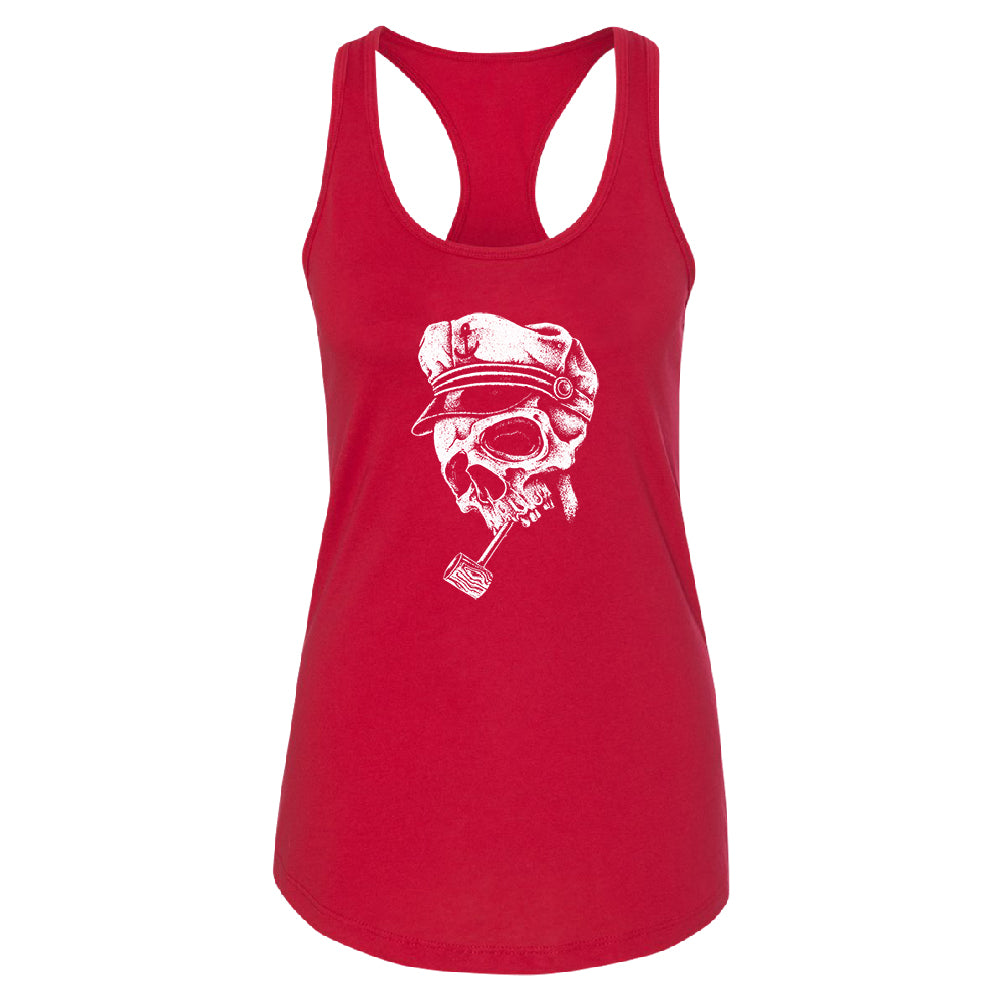 Skull Captain Hat & Pipe Women's Racerback Souvenir Shirt 
