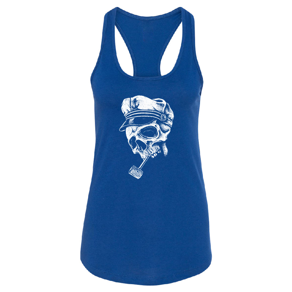 Skull Captain Hat & Pipe Women's Racerback Souvenir Shirt 