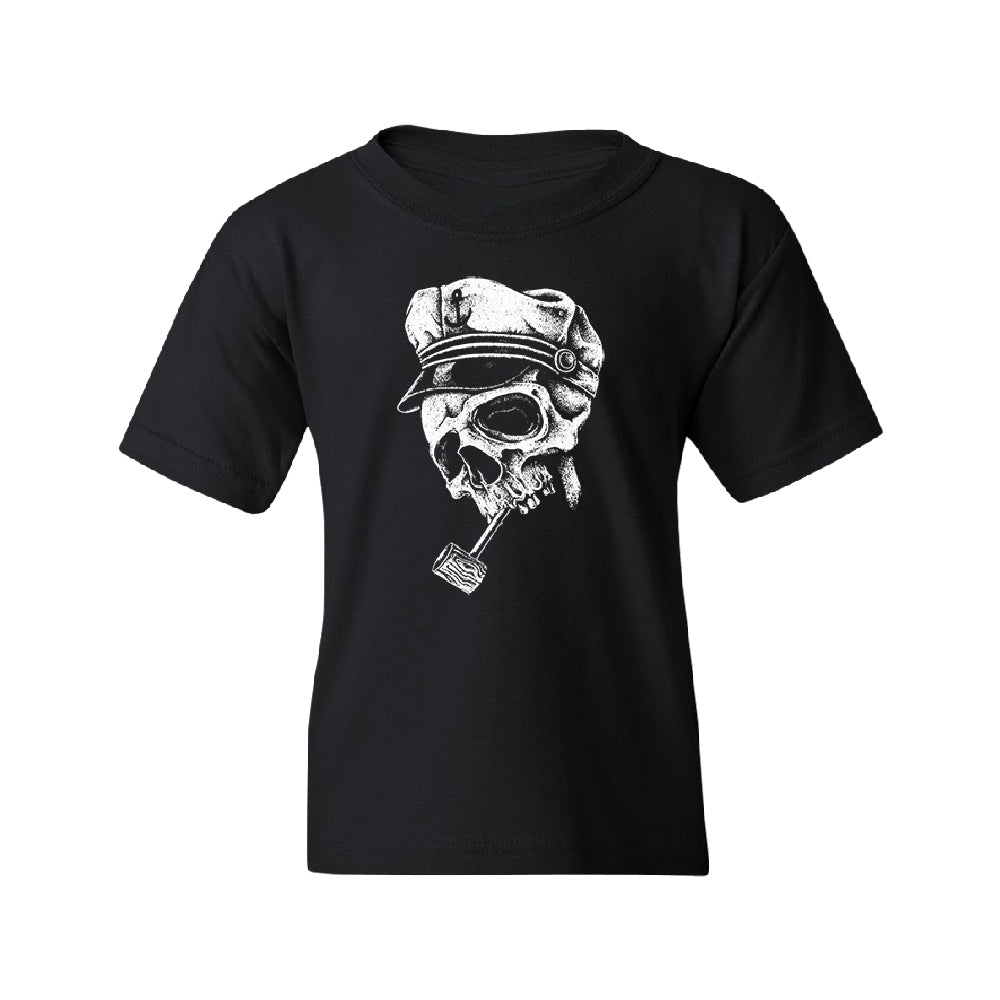 Skull Captain Hat & Pipe Youth T-Shirt 