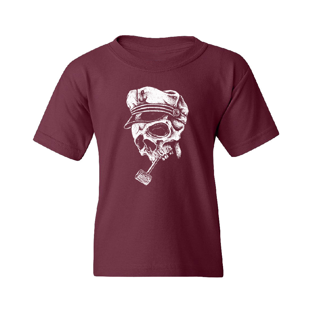 Skull Captain Hat & Pipe Youth T-Shirt 