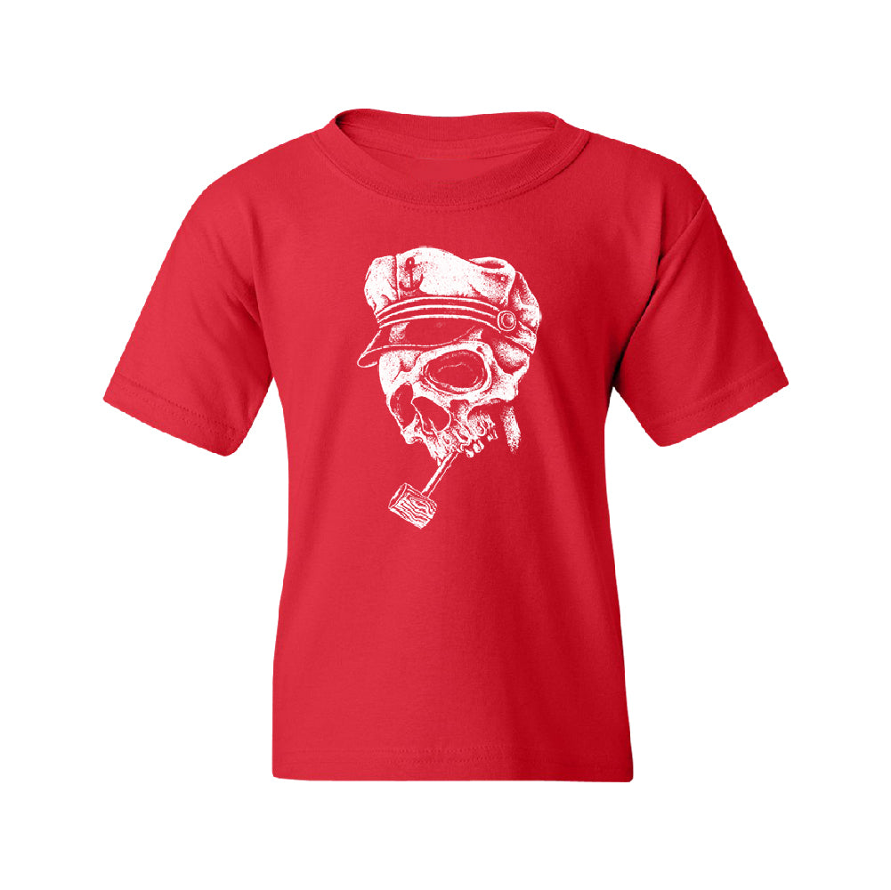Skull Captain Hat & Pipe Youth T-Shirt 