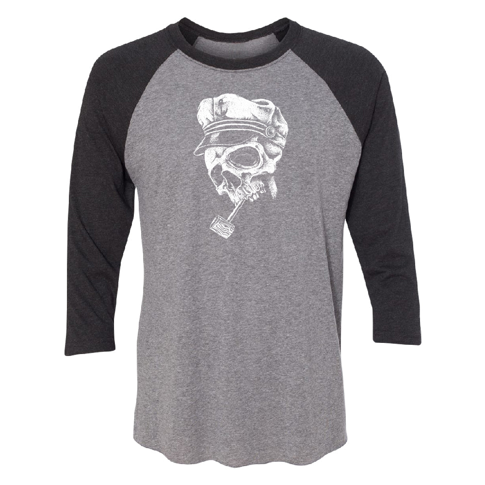 Skull Captain Hat & Pipe 3/4 Raglan Tee 